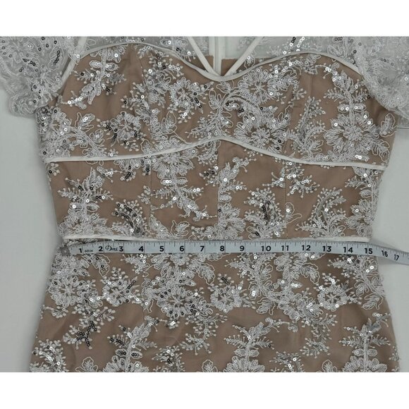 NWT Shani V neck Embroidery Short Sleeve Lace Sequin Cocktail Dress Size 8 - Picture 9 of 15
